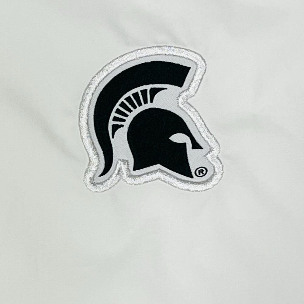 Men’s Nike White Michigan State Spartans 2018 Sideline Lockdown Half Zip Jacket